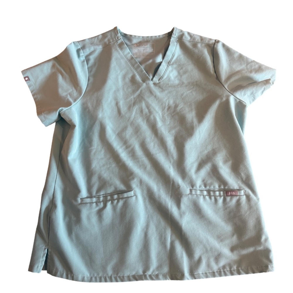 FIGS Technical Collection V-Neck Scrub Top XL Light Seafoam Green Medical
